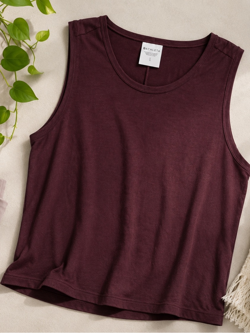 Athleta Burgundy Modal Sleeveless Tank Top Size Large L Athleisure